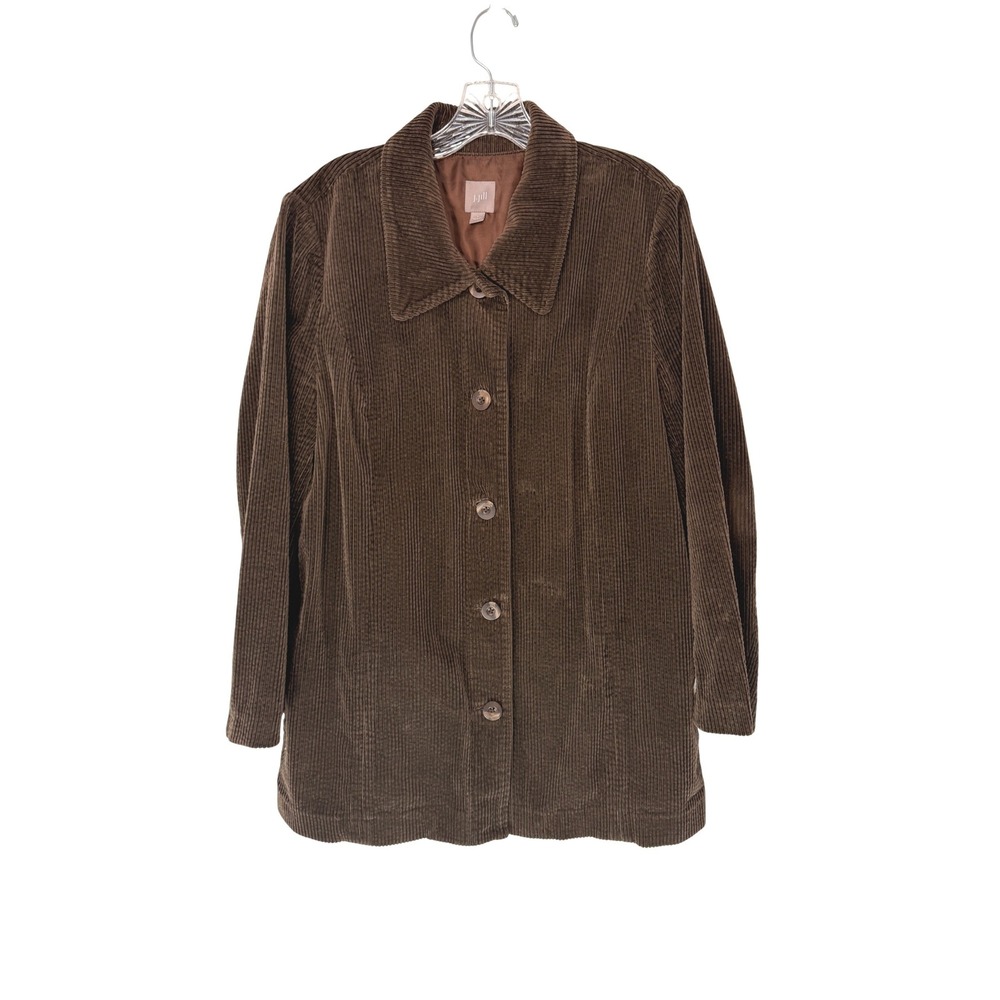 J. Jill Corduroy Jacket Brown Button Down Cabin Rustic Cottage Cabin Large
